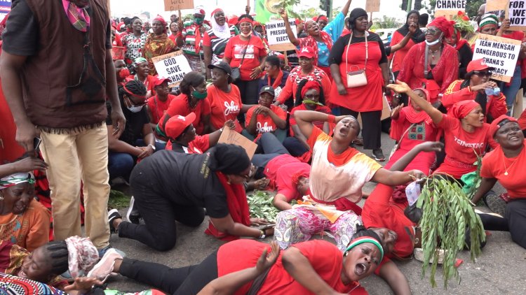NDC Women's Wing protests against the Electoral Commission