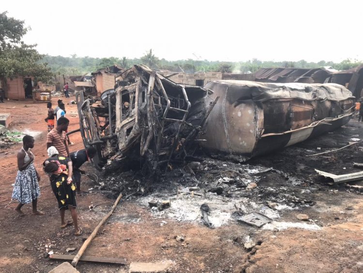 VIDEO: Petrol tanker explodes at Ahafo Ano South-West District burning entire village