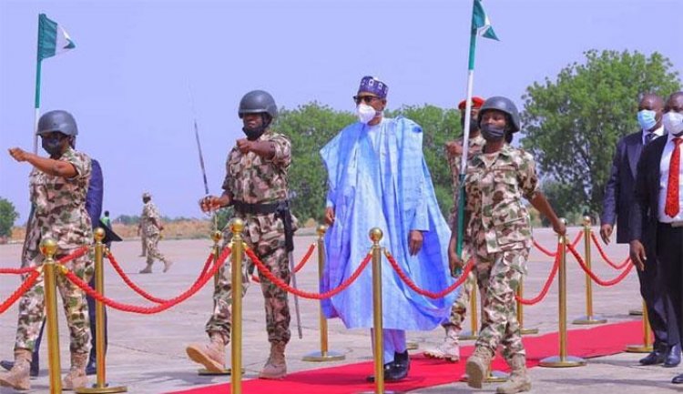 President Buhari Arrives Maiduguri International Airport Over National Security