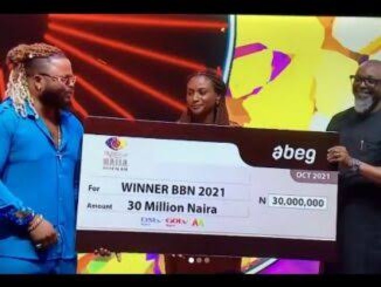 BBNaija 2021: Whitemoney Receives N30M Cash Prize, Car, House