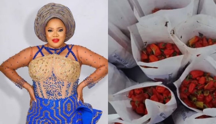 Toyin Abraham Shares Bags Of Pepper To Guests At Iyabo Ojo’s Mum’s Remembrance Party