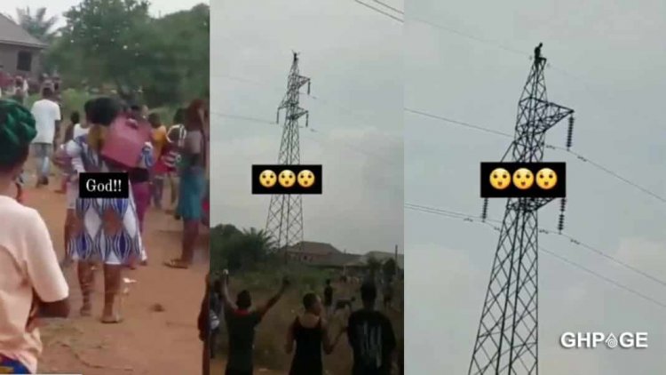 Suspected Witch Got Stuck On High Tension Pole Villagers Get Shock