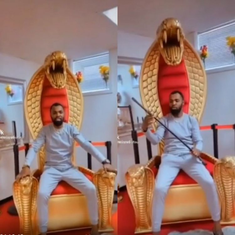 Rev. Obofour Exposed After His Snake Chair Made With Gold Hits The Internet