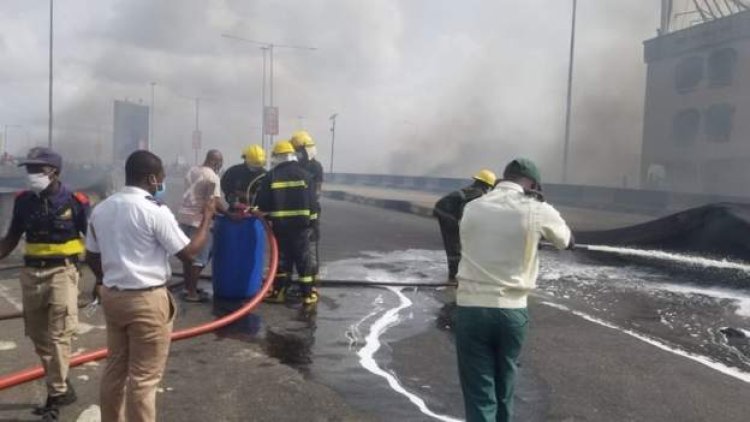 Lagos is gridlocked after a market fire under a crucial bridge.
