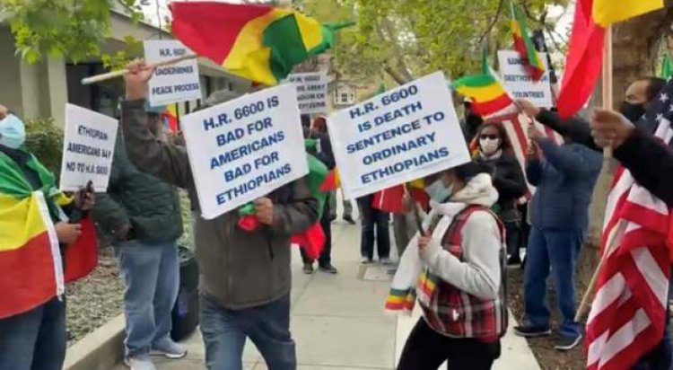 Ethiopians demonstrate against the possibility of US sanctions.
