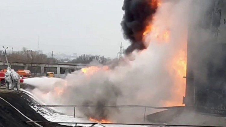 Russia accused Ukraine of bombing an oil facility during the conflict in Ukraine.