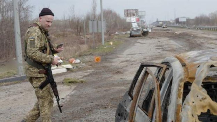 On a road outside of Kyiv, gruesome evidence alludes to war crimes.