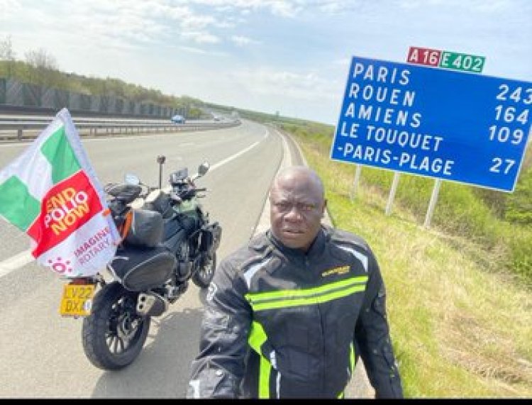 For charity, a man will ride his bike from London to Lagos.