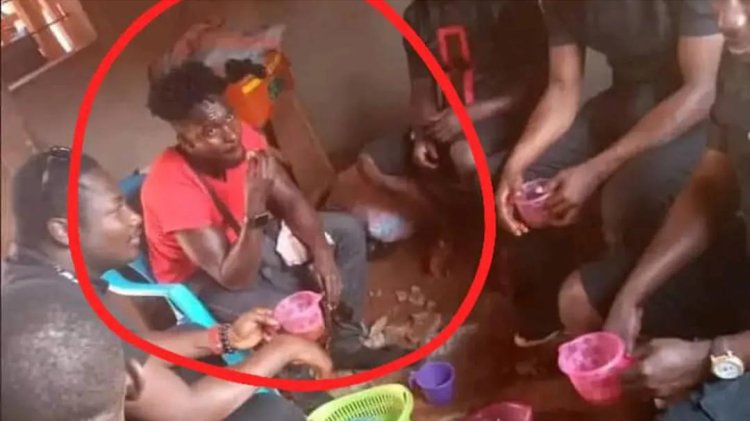 Picture Of Albert Donkor Eating With Nkoranza Police Surface Online, People React