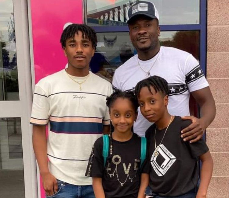 Asamoah Gyan Finally Shows Face Of All His Three Kids
