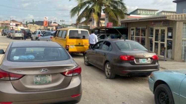 In Lagos, there are long lines due to a fuel shortage
