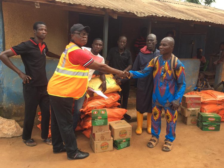 Nzema East MCE  Donates Relief Items To Flood Disaster Victims In Gwira Enclave