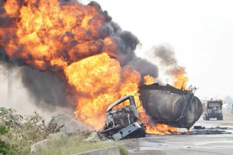 Tanker Explodes, Catches Fire On Lagos-Ibadan Expressway
