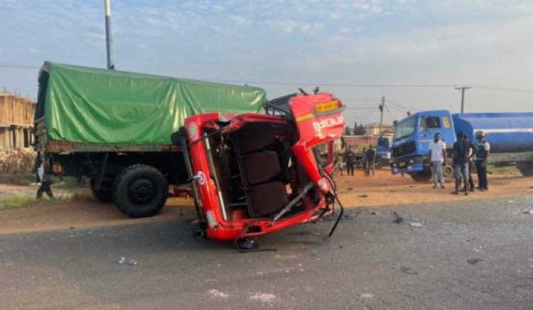 Military Vehicle And Trotro Crash On Dawhenya Road