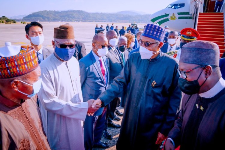 President Buhari Arrives Seoul, South Korea Ahead Of World BIO Summit