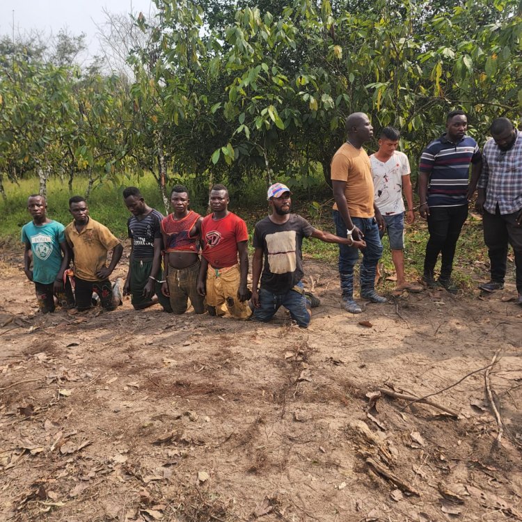 Nine Ghanaians,Including Chinese National Arrested ---For Invading Okoben Mine Concession To Engage In Illegal Mining In Western Region