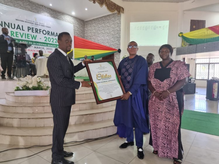 Western Regional Health Directorate,Regional Minister Award Okoben Mining Company CEO-For His Contribution To Developmental Projects