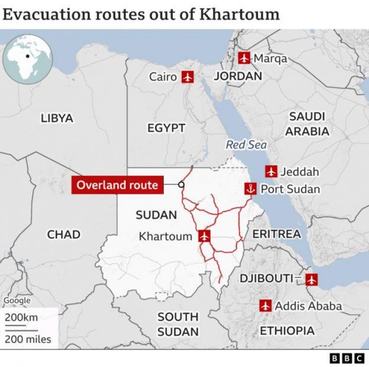 What are the evacuation routes out of Sudan?