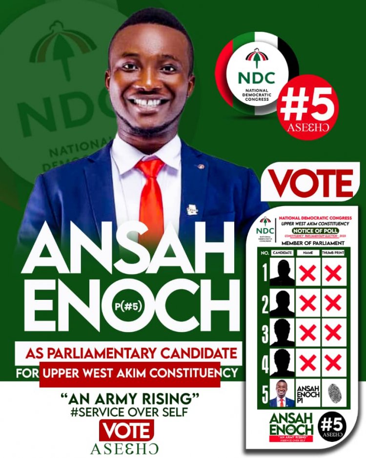 I'M A Young Man Who Is A Doer, Others Are Promisers -NDC Upper West Akim  Parliamentary Hopeful,  Enoch Ansah P1 Declares