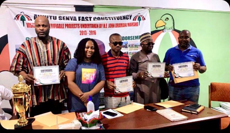 Aftermath Of Assin North By-election: Awutu Senya East NDC PC Presents Certificate Of Honor To Senior Members Of The Party 