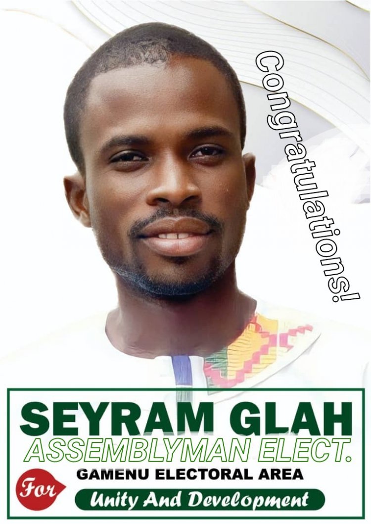 Seyram Glah Elected Assembly Member For Gamenu Electoral Area In South Tongu District