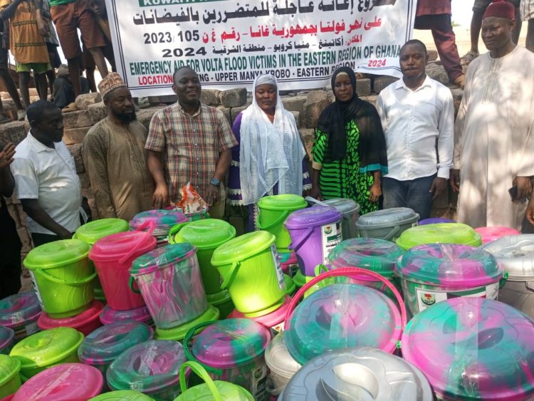 Islamic Society For Education Development Donates Relief Items Through Upper Manya  Krobo MP To Islamic Flood Victims At Akateng 