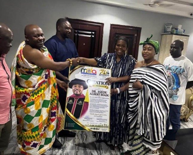 MDA PRESENTS CITATION OF APPRECIATION TO DR. ASIEDU AMEGA HERBAL BITTERS