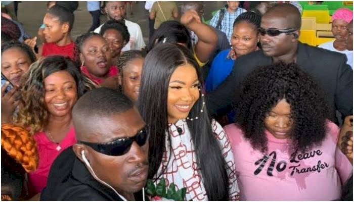 Tacha Arrives in Ghana, Receives Grand Reception At The Airport