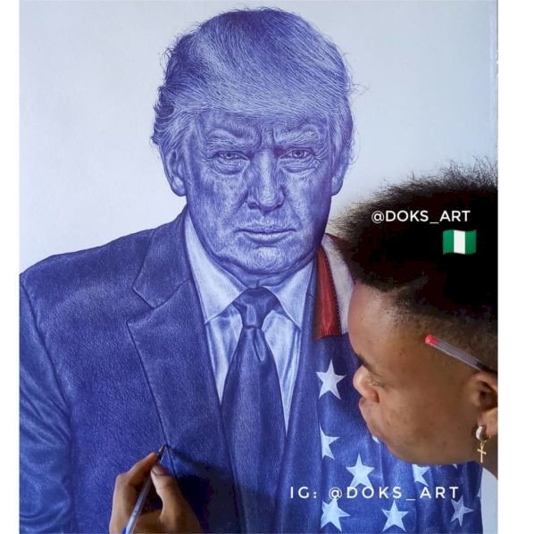Donald Trump Commends Nigerian-born Artist Who Drew His Portrait