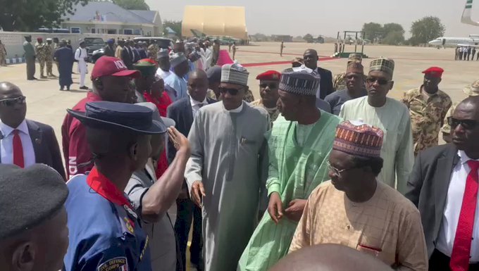 President Buhari Arrives In Maiduguri To Sympathise With Victims Of Terror Attack