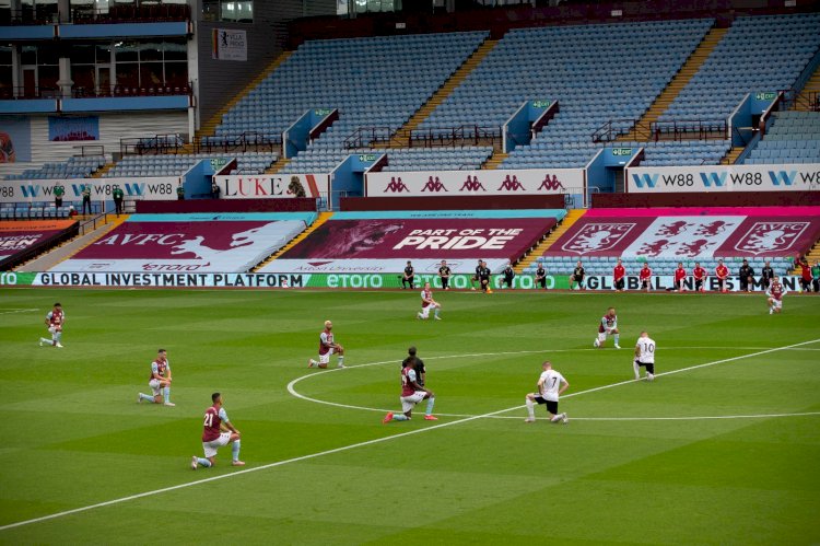 Aston Villa and Sheffield United players take a knee in memory of George Floyd
