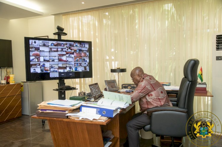 [PHOTOS]: Prez Akufo-Addo Chairs First ‘Virtual’ Cabinet Meeting in Ghana’s History