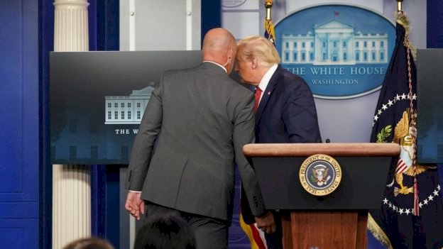 Trump exits briefing as man shot near White House